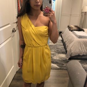 BCBGMaxAzria Yellow One Shoulder Dress, Size 0
